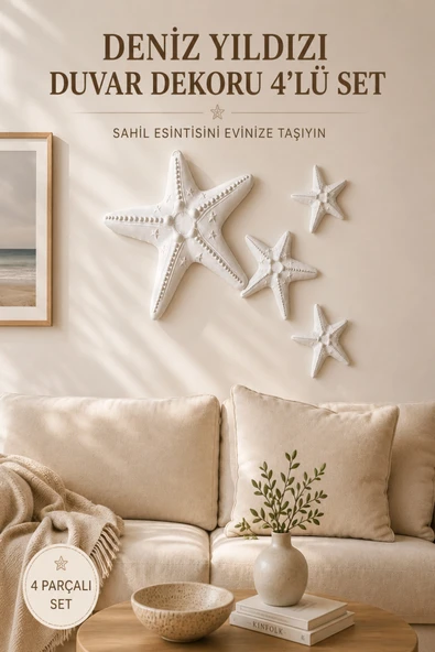 Trezon Deniz Yıldızı Duvar Dekoru 4’lü Set Bohem Modern Duvar Süsü Ev Dekorasyonu ürün görseli 1