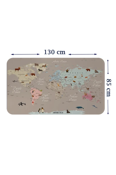 Trezon Eğitici Dünya Haritası Dünya Atlası Çocuk ve Bebek Odası Duvar Sticker-85x130-3817 ürün görseli 1