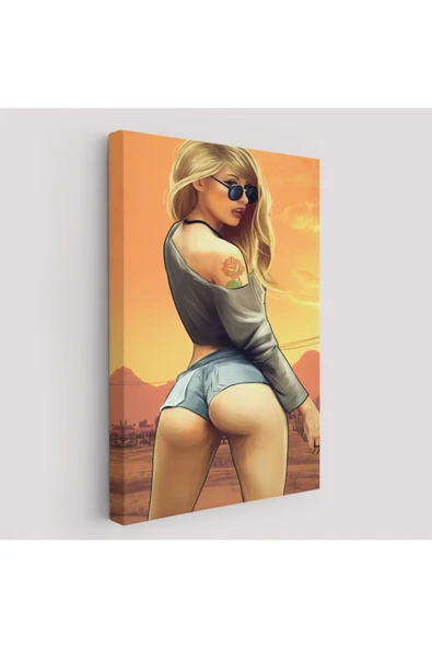 Trezon Sarışın Sexi Kadın Duvar Tablosu-6306 ürün görseli 1