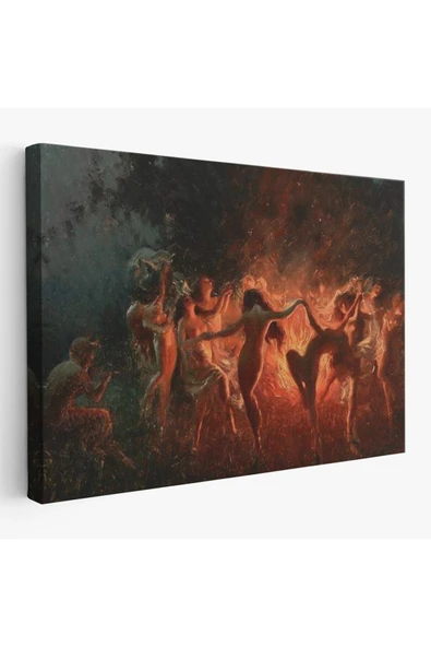 Trezon Şabat Ayinin de Ateş Etrafında Dans Eden Kadınlar Tablosu - Fire Dance-6589 ürün görseli 1