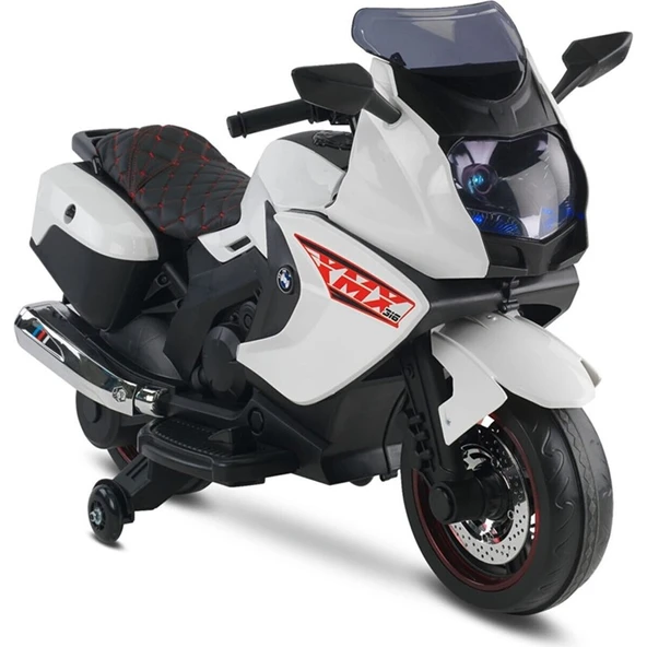 Babyhope Akülü Motor 12V 438 Tek Kişilik Beyaz Motosiklet 25 kg Taşıma Kapasitesi ile Eğlenceli Sürüş ürün görseli 1