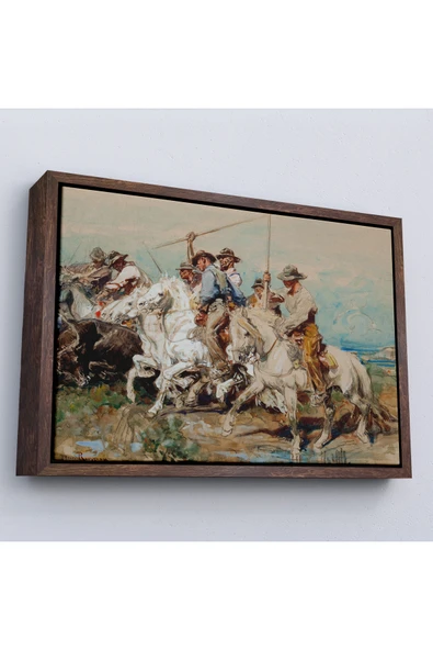 Trezon Ahşap Çerçeveli Henri Émilien Rousseau - Savaşa Hazırlanmak Tablo-7110 ürün görseli 1