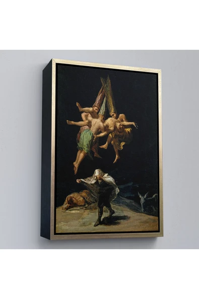 Trezon Ahşap Çerçeveli Francisco Goya - Witches Flight Cadıların Uçusu Tablosu-7794 ürün görseli 1