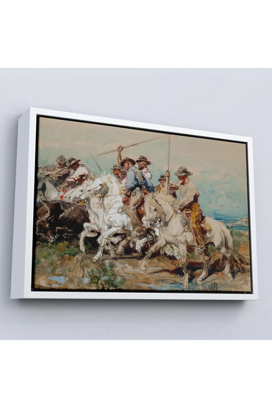 Trezon Ahşap Çerçeveli Henri Émilien Rousseau - Savaşa Hazırlanmak Tablo-7110 ürün görseli 1