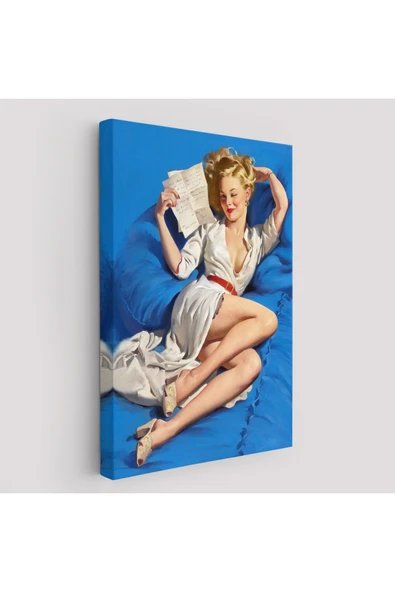 Trezon Gil Elvgren Pin-up Aşk Mektubu Duvar Tablosu-6449 ürün görseli 1