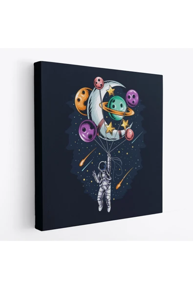 Trezon Ay ve Gezegenler İle Uçan Astronot Tablo-5097 ürün görseli 1