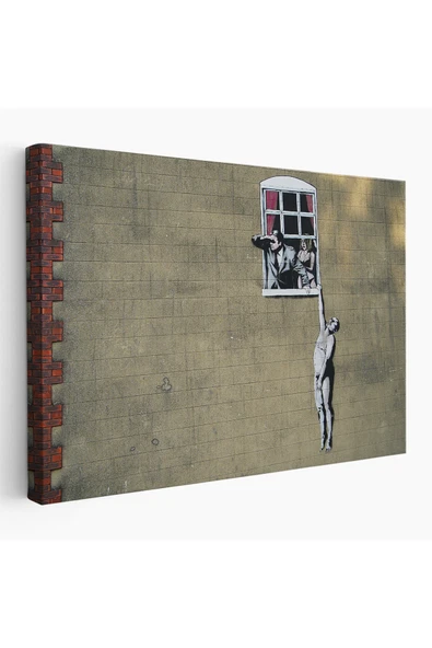 Trezon Banksy, Kocası Tarafından Basılan Kadın Kanvas Tablo-5093 ürün görseli 1