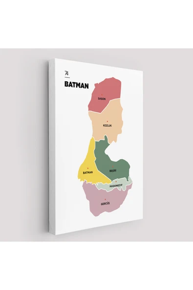Trezon Batman İli ve İlçeler Haritası Dekoratif Kanvas Tablo 1286 ürün görseli 1