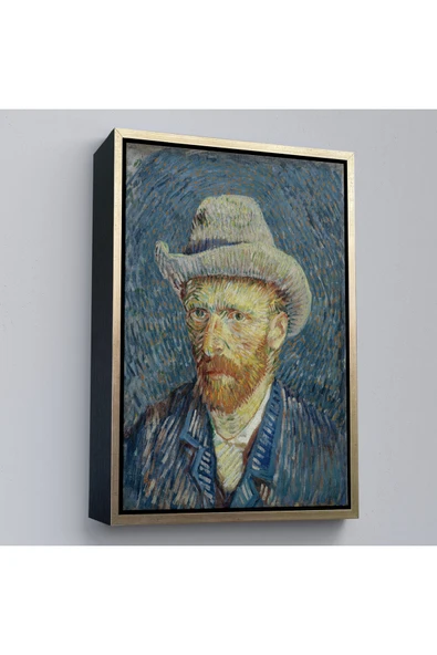 Trezon Ahşap Çerçeveli Vincent Van Gogh - Hasır Şapkalı Otoportre Tablosu-7481 ürün görseli 1