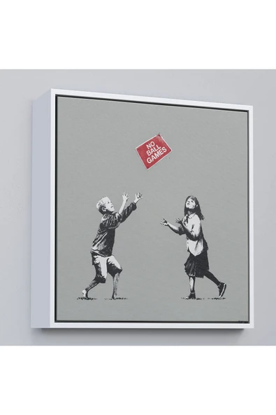 Trezon Ahşap Çerçeveli Banksy No Ball Games Tablosu-8352 ürün görseli 1