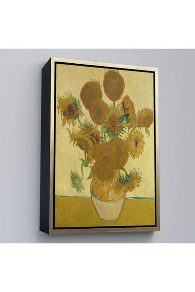 Trezon Ahşap Çerçeveli Vincent Van Gogh - Ayçiçekleri Tablo-7468 ürün görseli 1