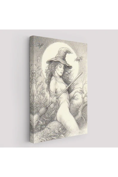 Trezon Şabat'a Cadı Uçuşu, Vintage Cadılar Bayramı, Wiccan Tuhaflıkları Kanvas Tablo-5284 ürün görseli 1