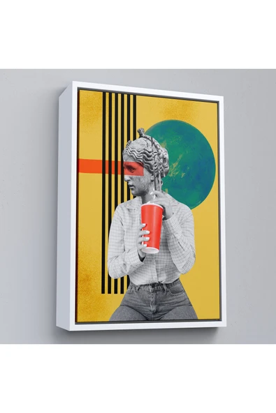 Trezon Ahşap Çerçeveli Pop Art Soyut Kadın Tablosu-7875 ürün görseli 1