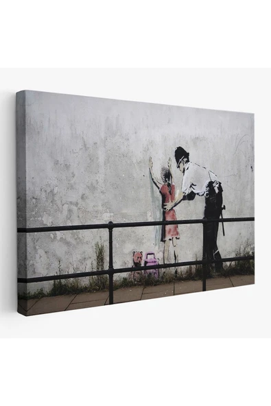 Trezon Bansky'nin Küçük Kız Çocuğunu Arayan Polis İsimli Çalışması Kanvas Tablo-5010 ürün görseli 1