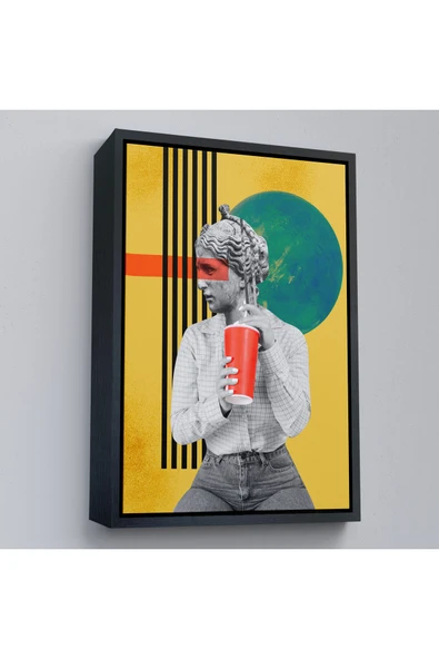 Trezon Ahşap Çerçeveli Pop Art Soyut Kadın Tablosu-7875 ürün görseli 1