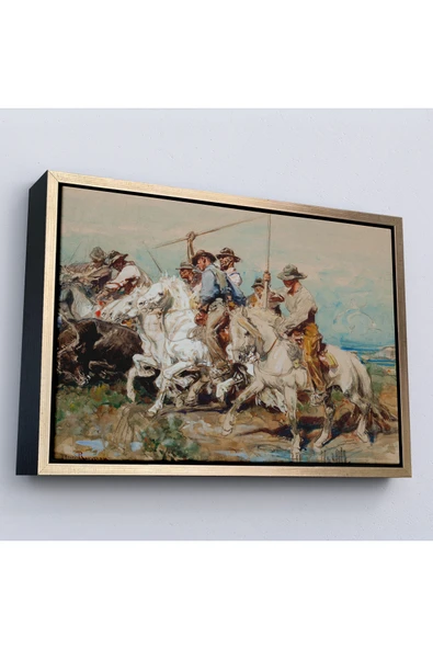 Trezon Ahşap Çerçeveli Henri Émilien Rousseau - Savaşa Hazırlanmak Tablo-7110 ürün görseli 1