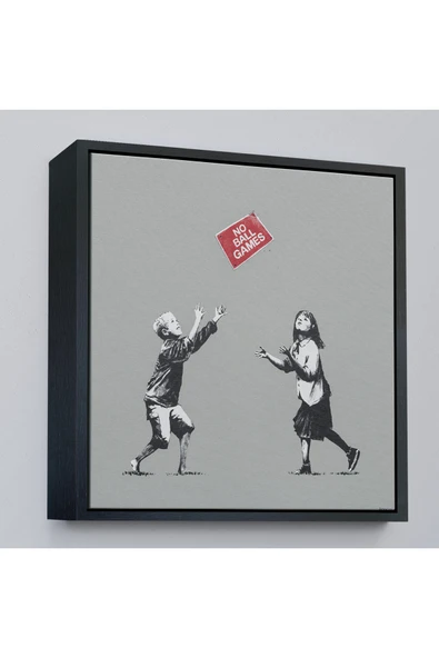 Trezon Ahşap Çerçeveli Banksy No Ball Games Tablosu-8352 ürün görseli 1