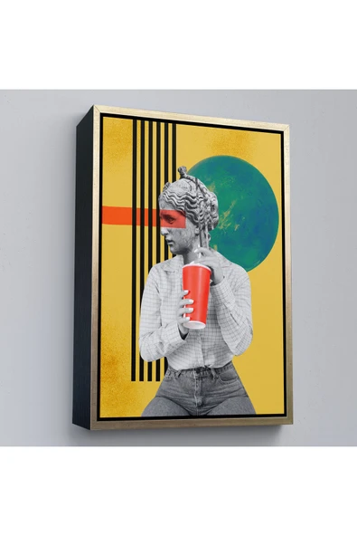 Trezon Ahşap Çerçeveli Pop Art Soyut Kadın Tablosu-7875 ürün görseli 1