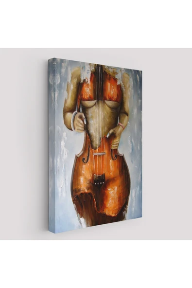 Trezon Violin Kadın Kanvas Duvar Tablosu, Kadın Keman Sanatı, Suluboya Tuval-5229 ürün görseli 1