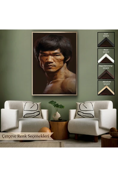 Trezon Ahşap Çerçeveli Bruce Lee Tablosu-7749 - Resim 6
