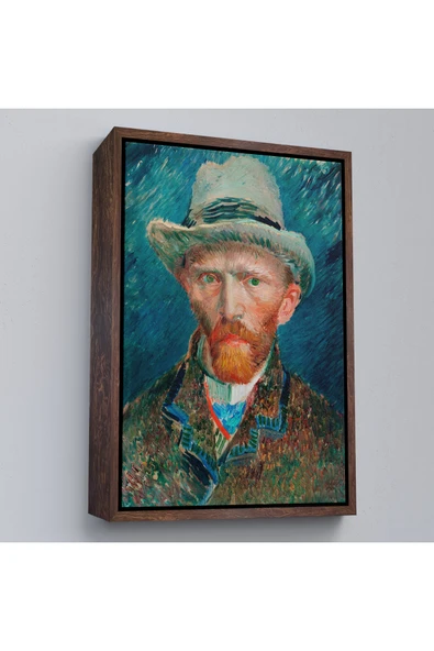 Trezon Ahşap Çerçeveli Vincent Van Gogh - Hasır Şapkalı Otoportre Tablosu-7452 ürün görseli 1
