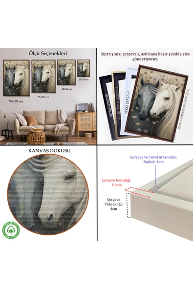 Trezon Ahşap Çerçeveli At Çifti Tablo-7549 - Resim 5