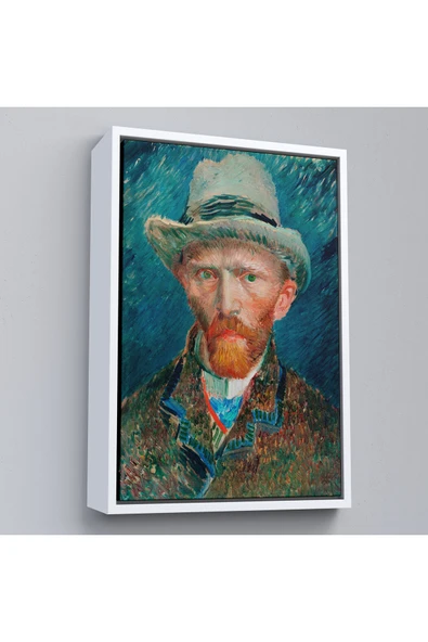 Trezon Ahşap Çerçeveli Vincent Van Gogh - Hasır Şapkalı Otoportre Tablosu-7452 ürün görseli 1