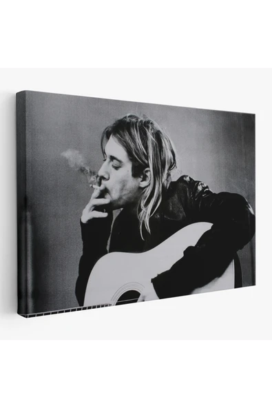 Trezon Kurt Cobain Sigara İçen Ünlü Baskı Duvar Sanatı Kanvas Tablo, Nirvana Baskı-5405 ürün görseli 1