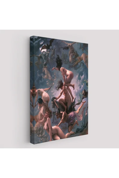 Trezon Şabat'a Giden Cadılar, Luis Ricardo Falero Vision de Faust 1878 Vintage Kanvas Tablo-5285 ürün görseli 1