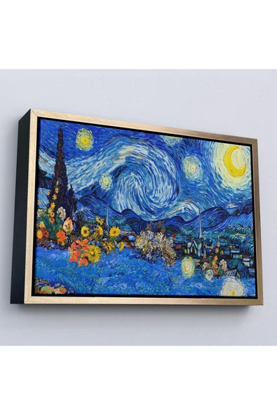 Trezon Ahşap Çerçeveli Vincent Van Gogh - Yıldızlı Geceler Tablo - Starry Night-7172 ürün görseli 1