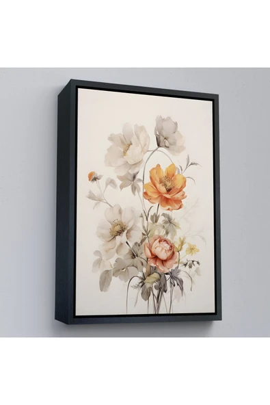 Trezon Ahşap Çerçeveli Soft Çiçekler Tablo-8035 ürün görseli 1