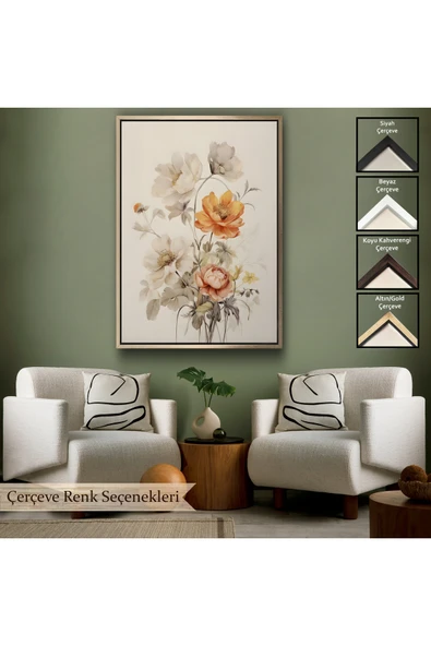 Trezon Ahşap Çerçeveli Soft Çiçekler Tablo-8035 - Resim 6