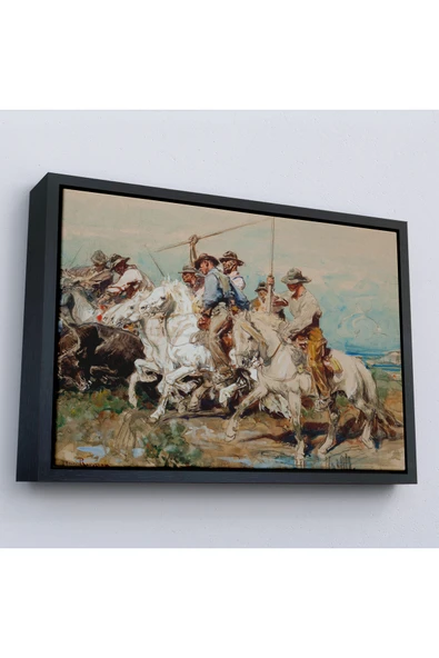 Trezon Ahşap Çerçeveli Henri Émilien Rousseau - Savaşa Hazırlanmak Tablo-7110 ürün görseli 1