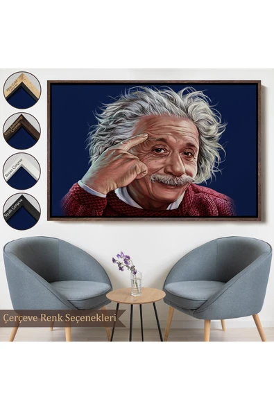 Trezon Ahşap Çerçeveli Albert Einstein Tablosu-7252 - Resim 7