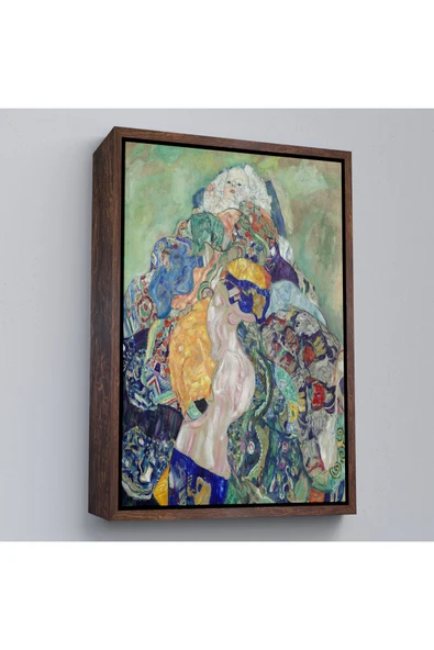 Trezon Ahşap Çerçeveli Gustav Klimt - Bebek Beşiği Tablo - Baby Cradle-8073 ürün görseli 1