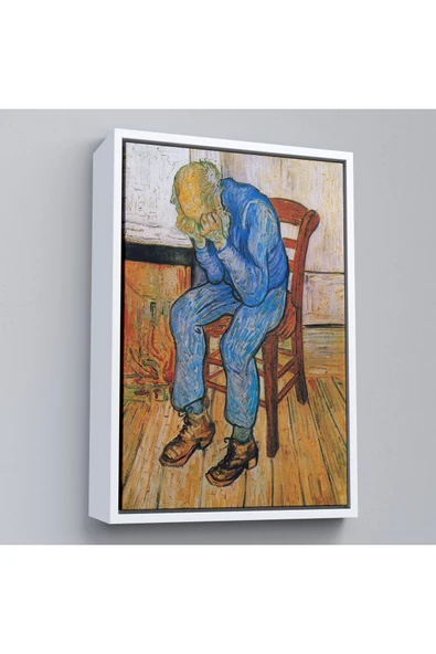 Trezon Ahşap Çerçeveli Acı Çeken Yaşlı Adam Sonsuzluğun Eşiğinde Tablosu - Vincent Van Gogh-7442 ürün görseli 1