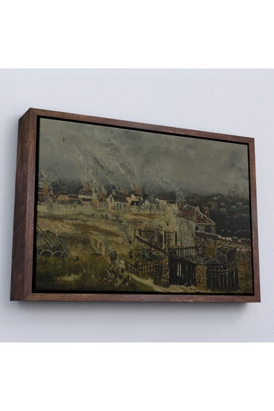 Trezon Ahşap Çerçeveli Henri Rousseau - Champigny Savaşı Tablosu-7054 ürün görseli 1