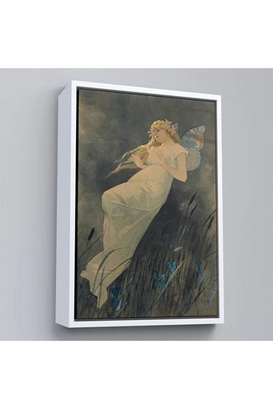Trezon Ahşap Çerçeveli Alphonse Mucha'Nın İris Çiçekleriyle Elf Tablo-7288 ürün görseli 1