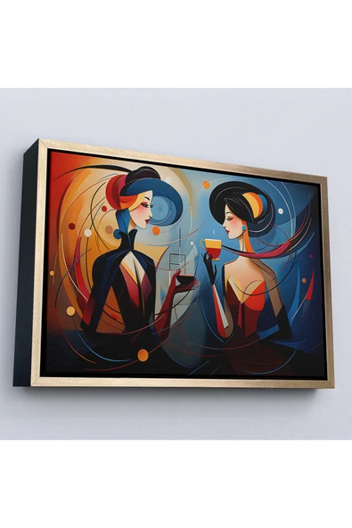 Trezon Ahşap Çerçeveli Kandinsky Tarzı Güzel Kadınlar Tablosu-7248 ürün görseli 1