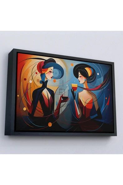 Trezon Ahşap Çerçeveli Kandinsky Tarzı Güzel Kadınlar Tablosu-7248 ürün görseli 1