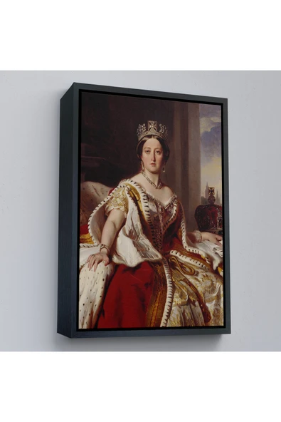 Trezon Ahşap Çerçeveli Franz Xaver Winterhalter - Kraliçe Victoria Tablosu - Queen Victoria-8038 ürün görseli 1