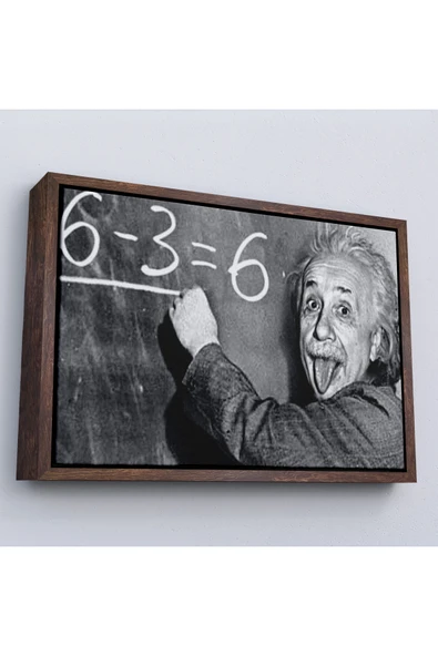 Trezon Ahşap Çerçeveli Albert Einstein Tablosu-7246 ürün görseli 1