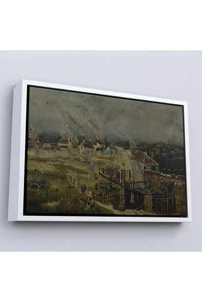 Trezon Ahşap Çerçeveli Henri Rousseau - Champigny Savaşı Tablosu-7054 ürün görseli 1