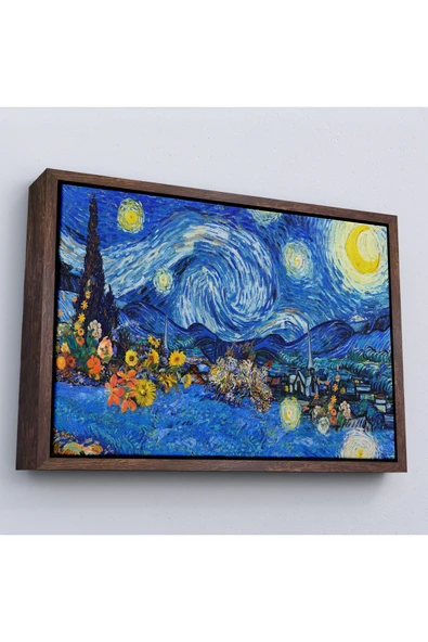 Trezon Ahşap Çerçeveli Vincent Van Gogh - Yıldızlı Geceler Tablo - Starry Night-7172 ürün görseli 1