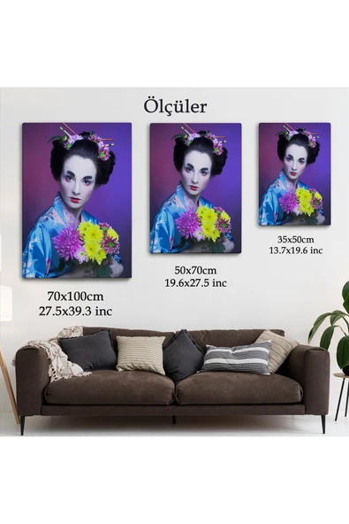 Trezon Mavi Kimonolu Geyşa Tablo-5977 - Resim 5