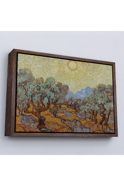 Trezon Ahşap Çerçeveli Vincent Willem Van Gogh - Zeytin Ağaçları Tablosu - Olive Trees-7184 ürün görseli 1