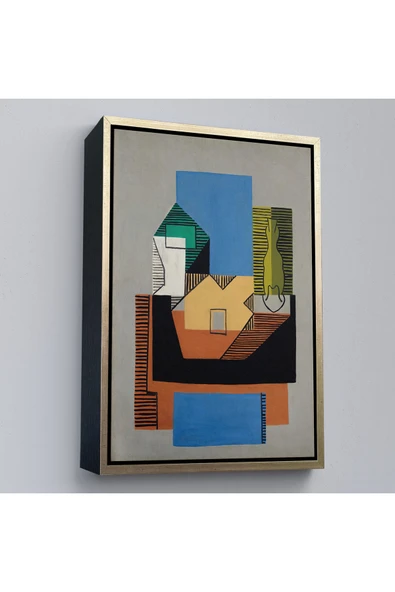 Trezon Ahşap Çerçeveli Pablo Picasso - Gitar, Şişe Ve Meyve Kase Tablosu-7317 ürün görseli 1
