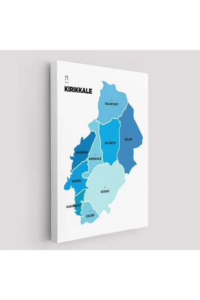 Trezon Kırıkkale İli ve İlçeler Haritası Dekoratif Kanvas Tablo 1393 ürün görseli 1