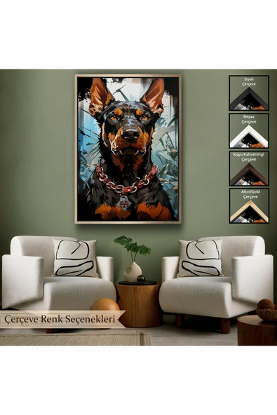 Trezon Ahşap Çerçeveli Doberman Tablosu-7828 - Resim 6