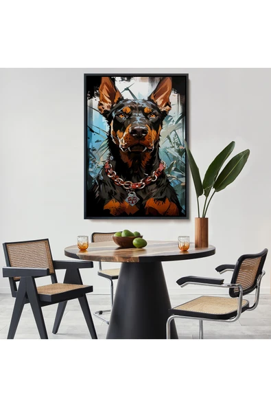 Trezon Ahşap Çerçeveli Doberman Tablosu-7828 - Resim 8